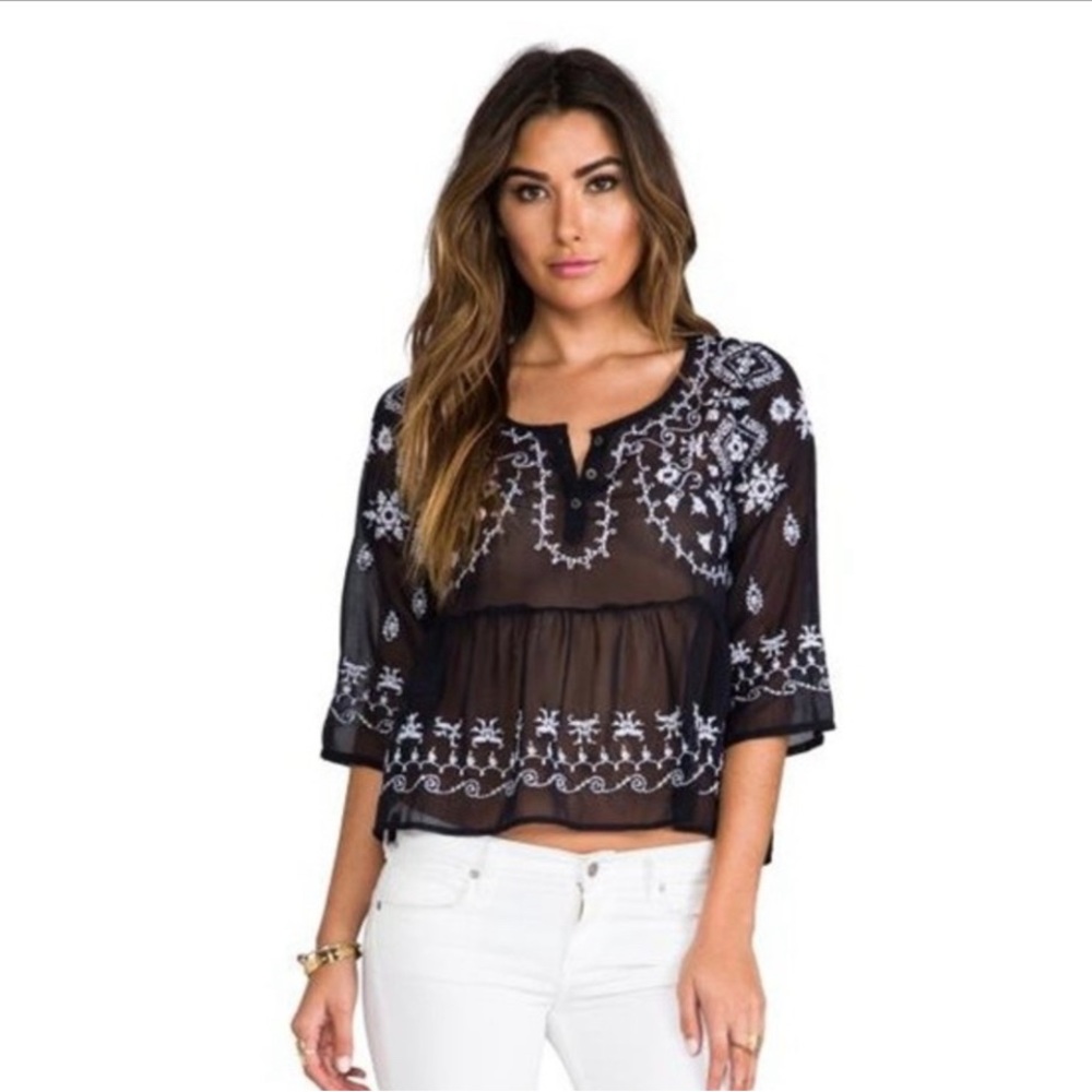 Free People Pennies Sequel Embroidered Sheer Size Small